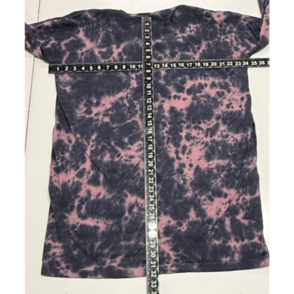 Pure Jill Dress Large Pink Gray Cloud Tie Dye Mini V-Neck Long Sleeve Pullover - Picture 2 of 9